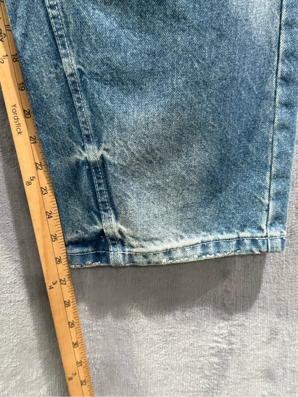 Aaron & Amber Jeans Womens Size M Barrel Leg Blue Denim Button Fly Boho - Picture 5 of 9
